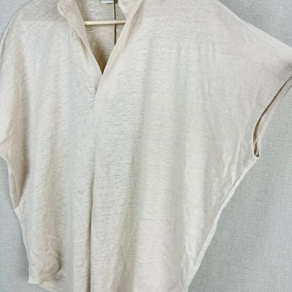 Club Monaco Linen Beige Oversized Cap Sleeve Jandina Tunic Top Small